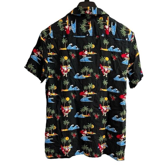 Denim & Flower Ricky Singh Camp Shirt Mens M Hawaiin Surfing Santa Tropical - Picture 2 of 10